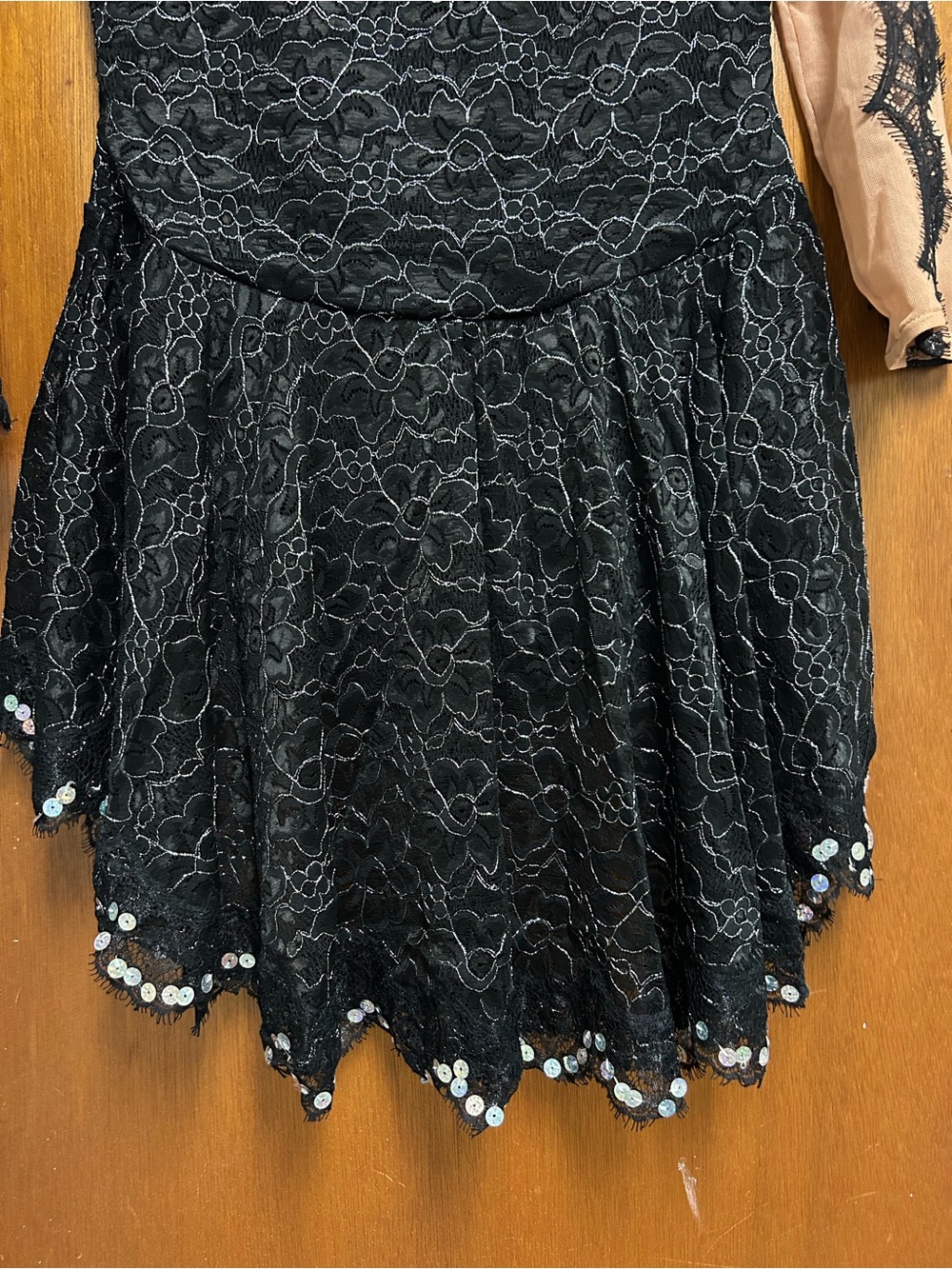 Costume Gallery Black Lace & Nude Illusion Sequin Dance Costume Medium Adult - Picture 5 of 6